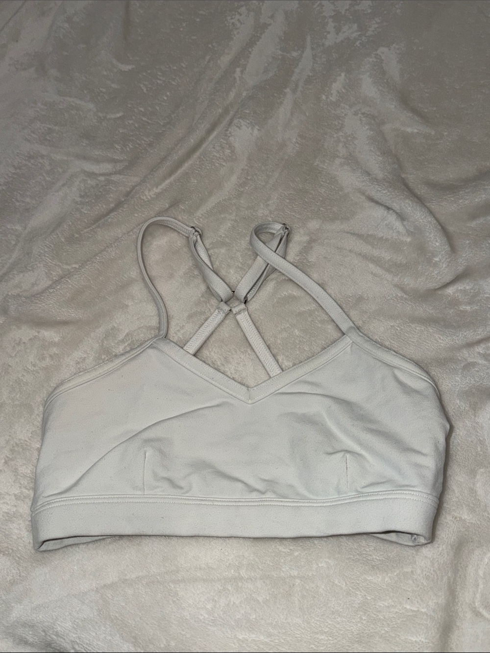 Bombshell Sportswear White Crisscross Strappy Sports Bra